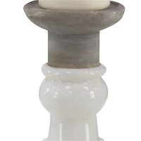 White Stoneware Country Candle Holder Set