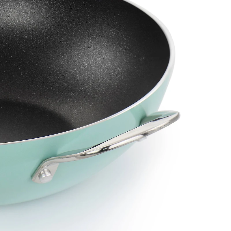 Martha Stewart 12" Turquoise Aluminum Nonstick Essential Pan With Lid