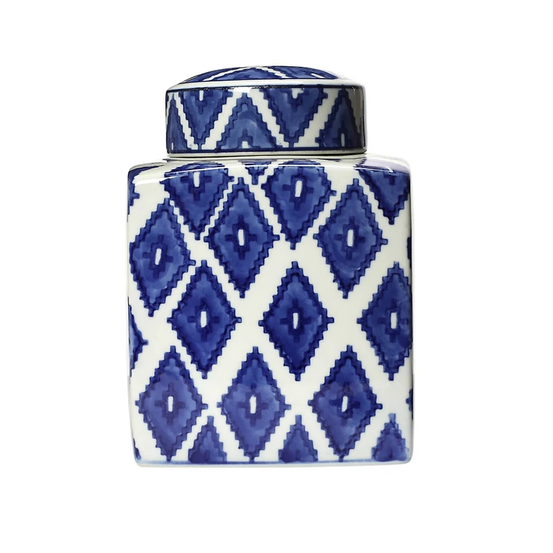 Hello Honey® 8.5" Blue and White Decorative Ginger Jar