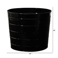 10" Farmhouse Black Metal Ribbed Planter