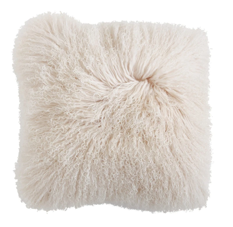 Hello Honey® Cream Mongolian Lamb Fur Throw Pillow