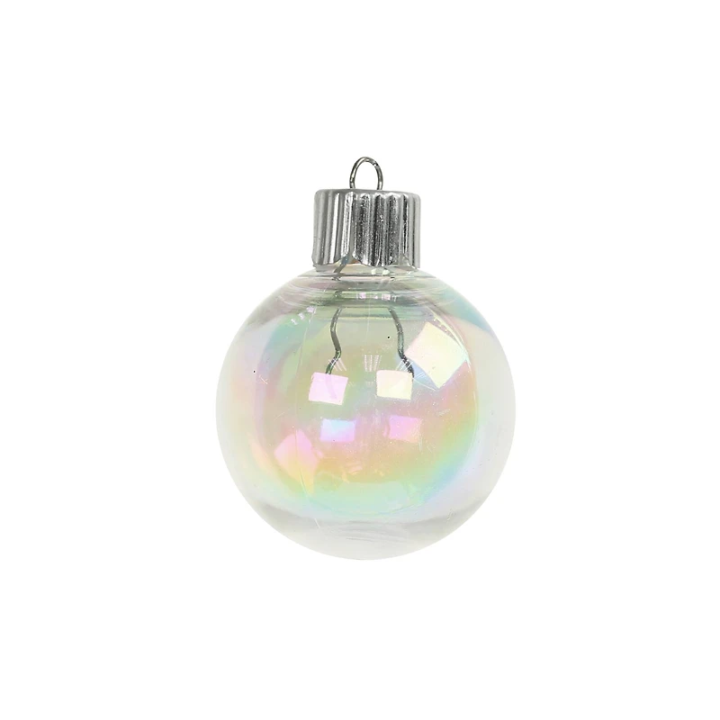16 Pack 1.5" Clear Iridescent DIY Plastic Ball Ornaments by Make Market®