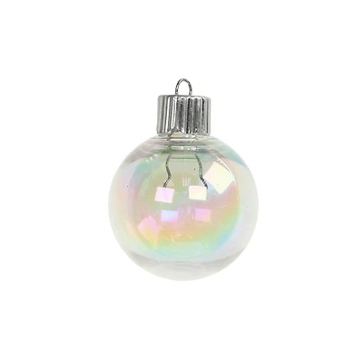 16 Pack 1.5" Clear Iridescent DIY Plastic Ball Ornaments by Make Market®