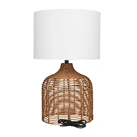 Brown Polyester Natural Table Lamp, 25" x 15" x 15"