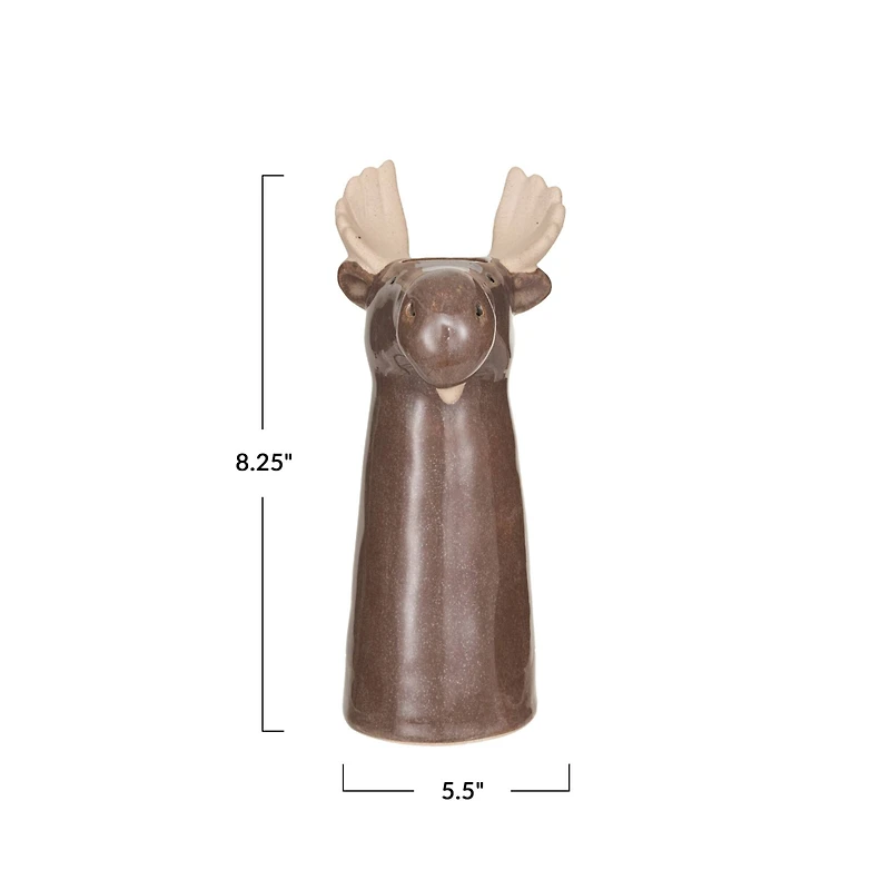 Hello Honey® 8" Brown & Natural Stoneware Moose Vase