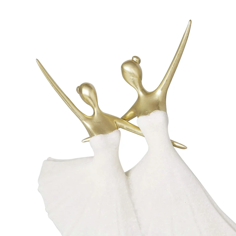 12.75" Cream Polystone Dancing Ballet Couple Sculpture Décor
