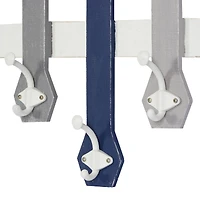 Blue Wood Coastal Wall Hook, 26" x 23" x 4"