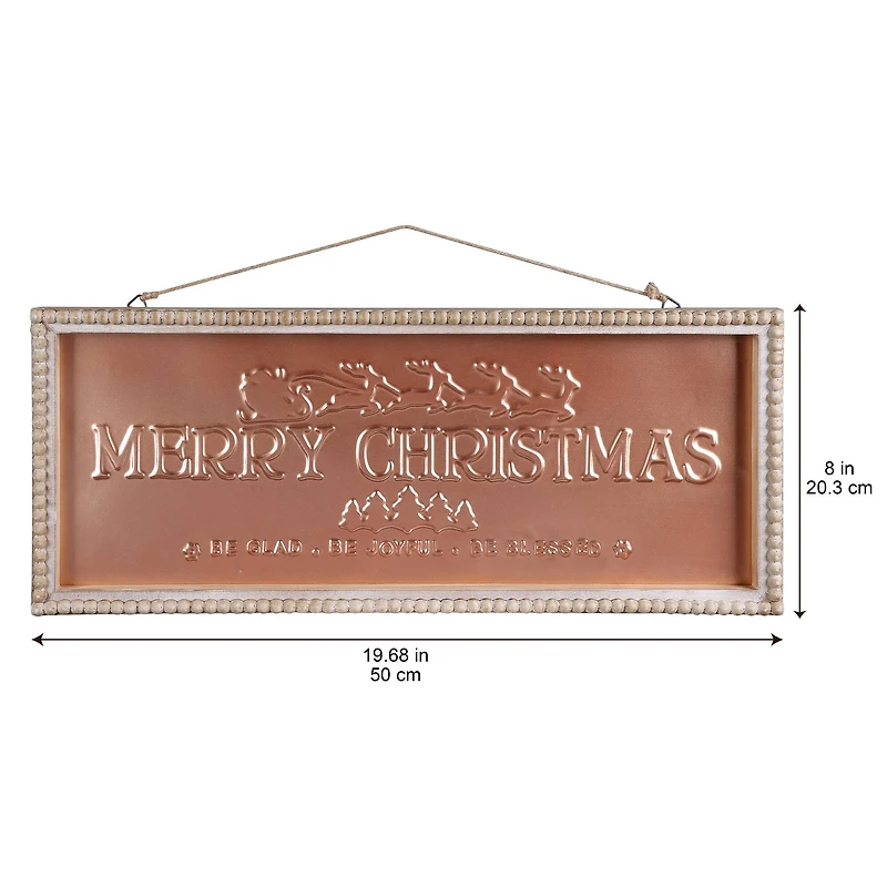 19.75" Merry Christmas Metal Wall Décor in Beaded Frame by Ashland®