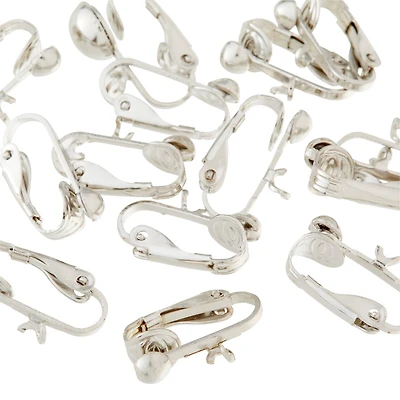 12 Packs: 14 ct. (168 total) Rhodium Clip-On Earrings with Loop by Bead Landing™