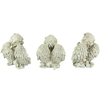 Gray Sitting Cherub Angel Outdoor Garden Statue Set