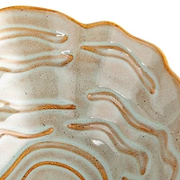 Hello Honey® 11.5" Tan & Blue Oyster Shaped Stoneware Bowl
