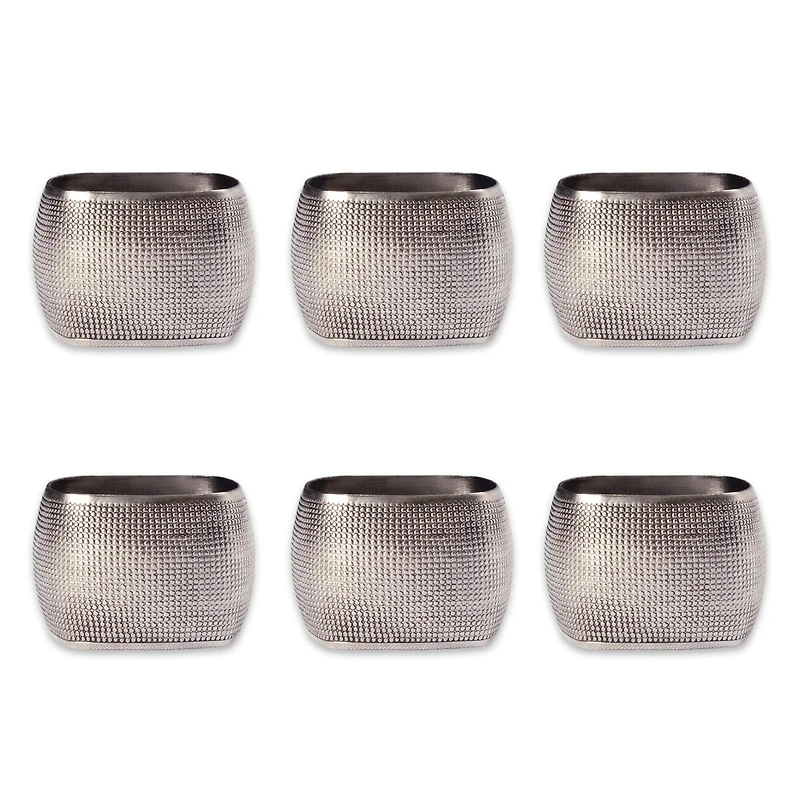 DII® Silver Textured Square Napkin Rings, 6ct.