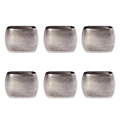 DII® Silver Textured Square Napkin Rings, 6ct.