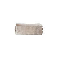 Hello Honey® Large Natural Rectangular Hemp Fiber & Metal Bin with Cotton Canvas Lining & Handle