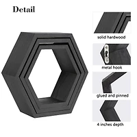 NEX™ Black Wall-Mounted Hexagon Floating Shelves Set