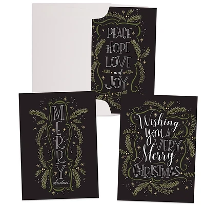 JAM Paper 5" x 7" Greenery Wishes Assorted Christmas Card Set, 24ct.