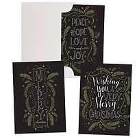 JAM Paper 5" x 7" Greenery Wishes Assorted Christmas Card Set, 24ct.