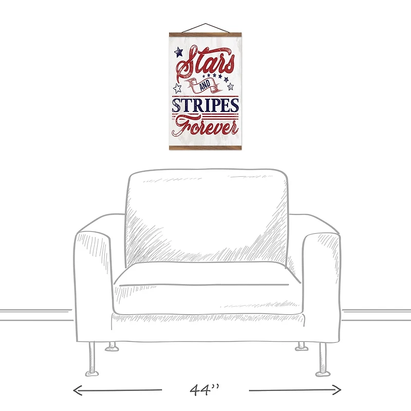 Stars and Stripes Forever Teak Hanging Canvas