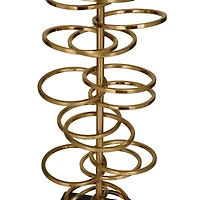 Gold Metal Gold Stacked Ring Table Lamp with Drum Shade 15" x 15" x 30"