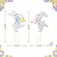 Glitzhome® Set of 2 Easter Metal Bunny Painter Yard Stake