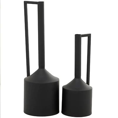 CosmoLiving by Cosmopolitan Black Metal Vase with Handles Set of 2 22", 16"