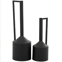 CosmoLiving by Cosmopolitan Black Metal Vase with Handles Set of 2 22", 16"