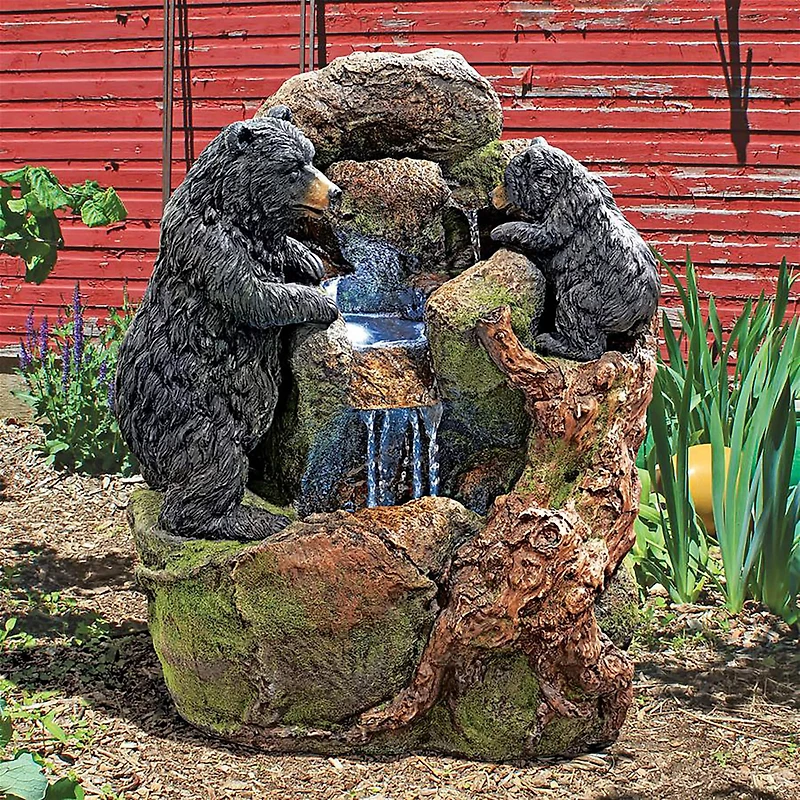 Design Toscano Grizzly Gulch Black Bears Sculptural Fountain