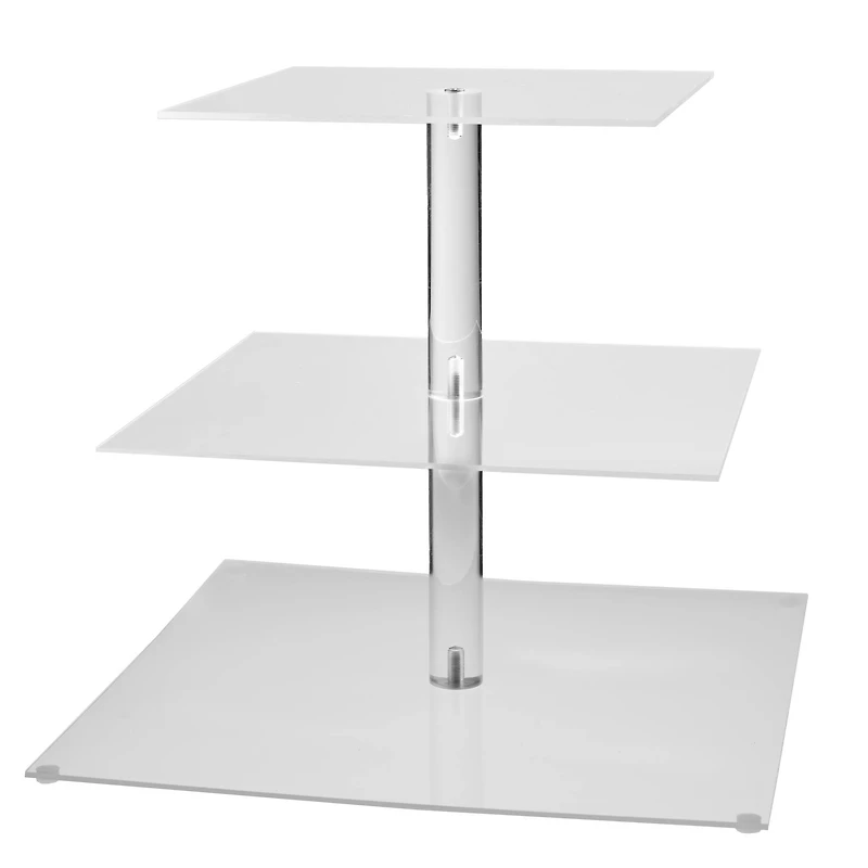 11" Clear Square 3-Tier Acrylic Treat Stand by Celebrate It™