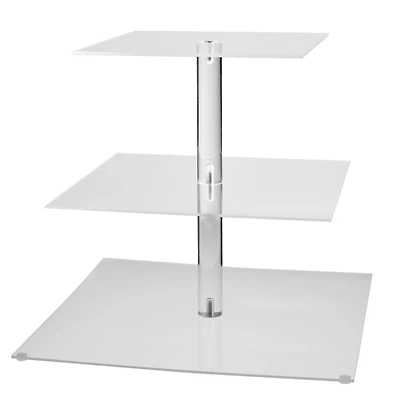 11" Clear Square 3-Tier Acrylic Treat Stand by Celebrate It™