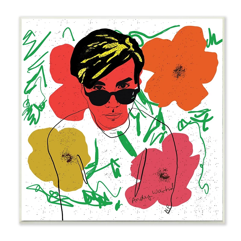 Stupell Industries Andy In Glasses Expressive Artist Abstract Flowers, 12" x 12"