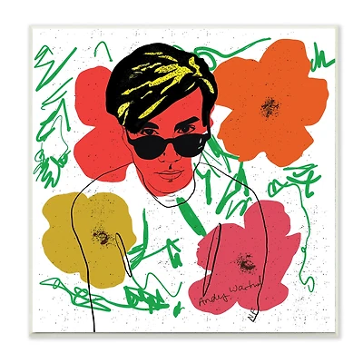 Stupell Industries Andy In Glasses Expressive Artist Abstract Flowers, 12" x 12"