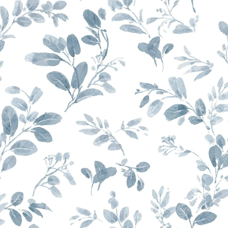 RoomMates Blue Dancing Leaves Peel & Stick Wallpaper