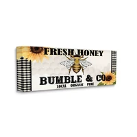 Stupell Industries Fresh Honey Bumble & Co. Advertisement Sunflowers Bee Canvas Wall Art