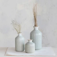 Hello Honey® Gray, Green & Natural Stoneware Vase Set