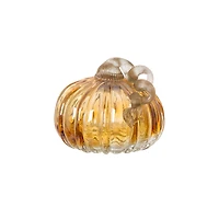Glitzhome® Green & Amber Crackle Glass Short Pumpkin Set