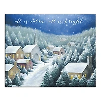 Calm Bright Christmas Town Canvas Wall Art