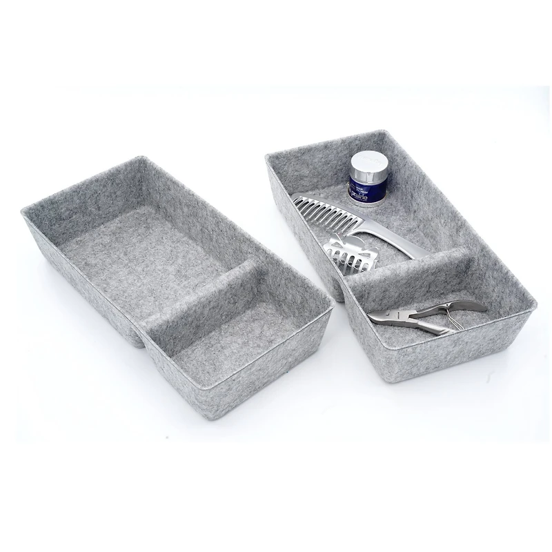 Welaxy Felt 2 Piece Divided Drawer Organizer Trays