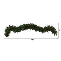 9ft. White LED Lights Mixed Pines & Pinecones Artificial Christmas Garland