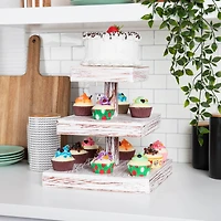 Mind Reader Brown 3-Tier Square Cupcake Tower
