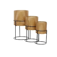 Set of 3 Gold Iron Contemporary Planter, 23" x 13" x 13"