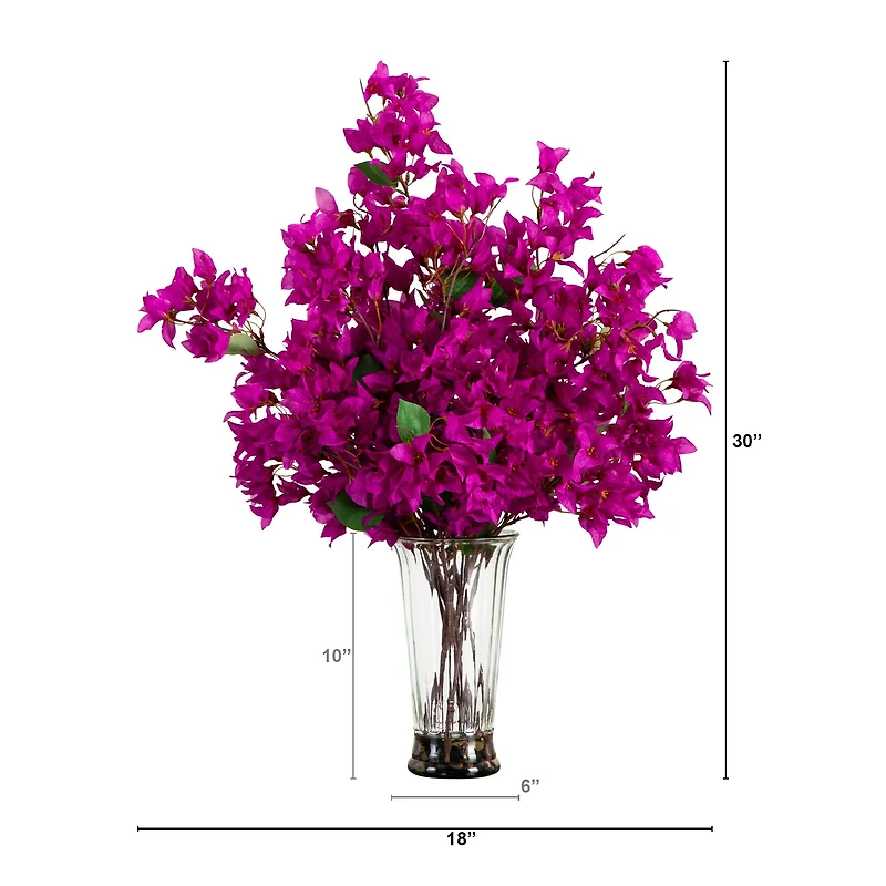 2.5ft. Purple Bougainvillea Arrangement in Glass Vase