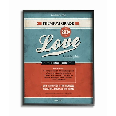 Stupell Industries Premium Grade Love Wall Art in Black Frame