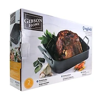 Gibson Home® Greyfield 2-Piece Nonstick Steel Roasting Rack Set with Riveted Handles