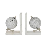 White Stone Contemporary Globe Bookends Set