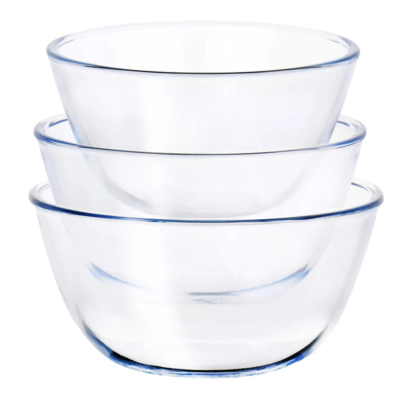 Martha Stewart Mint Borosilicate Glass Prep Bowl Set with Plastic Lids