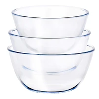 Martha Stewart Mint Borosilicate Glass Prep Bowl Set with Plastic Lids