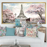 Designart - Eiffel with Pink Flowers