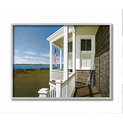 Stupell Industries Americana Cottage Porch Realistic Coastal Painting Framed Wall Art