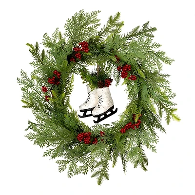22" Winter Skates Wreath