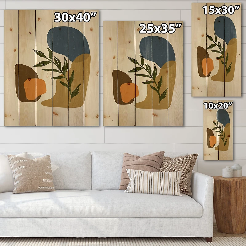 Designart - Botanical Minimalist Shapes With Green Leaf